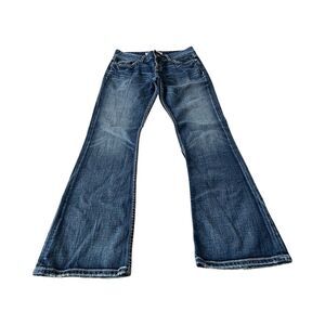 BKE Culture Bootcut Jeans Medium Wash Whiskered Thick Stitch BKL3737R Mens